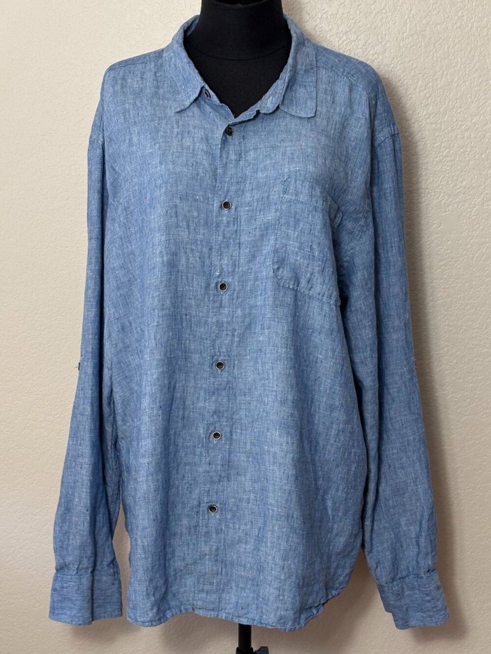 Quiksilver Waterman 100% Linen Blue Shirt XXL